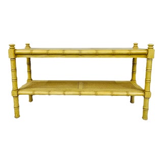 Mid Century Faux Bamboo Oak Console / Hall / Sofa Table For Sale
