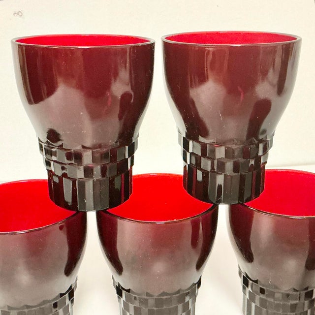 Ruby Red Early 20th C Antique Art Deco Boho Chic Ruby Red Glassware Set - 7 Pieces. For Sale - Image 8 of 18