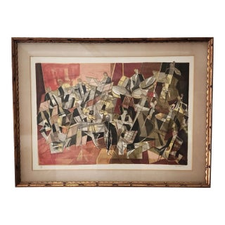Camille Hilaire Signed and Framed Limited Edition Mid Century Abstract Print of an Orchestra 115/120 For Sale