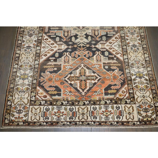 Brown Gallery Size Geometric Antique Persian Bakhtiari Rug - 5'7" x 13' For Sale - Image 8 of 10