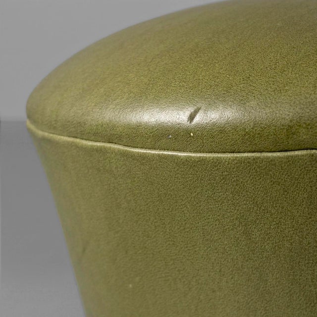 Italian Modern Green Faux Leather Pouf, 1970s, Set of 3 For Sale - Image 15 of 18