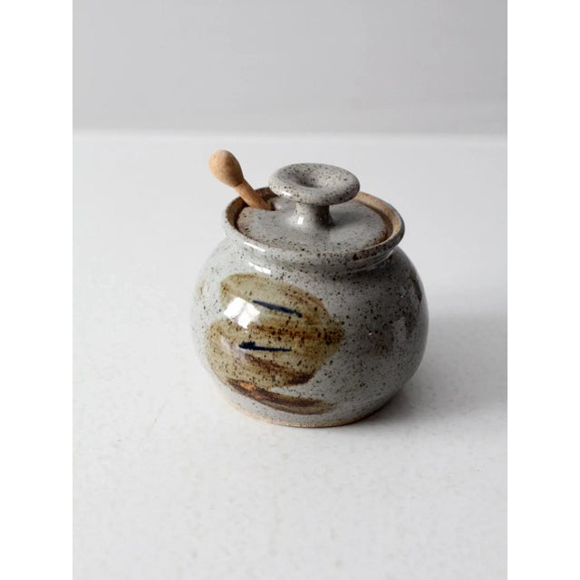 Ceramic Vintage Studio Pottery Honey Pot For Sale - Image 7 of 13