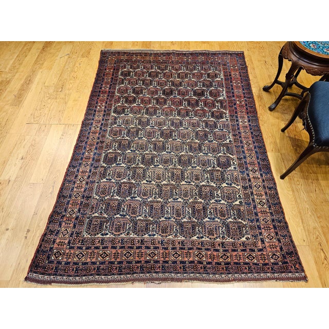 Persian Antique Persian Afshar Tribal Rug, Hand-Knotted Wool, Allover Paisley Pattern, Ivory & Red, 5x7 For Sale - Image 3 of 17