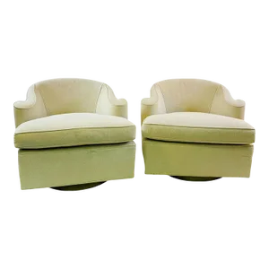 1980s Swivel Chairs in the Manner of Dunbar - A Pair