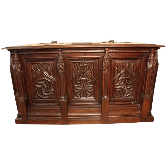 Neo-Gothic Chest in Walnut For Sale