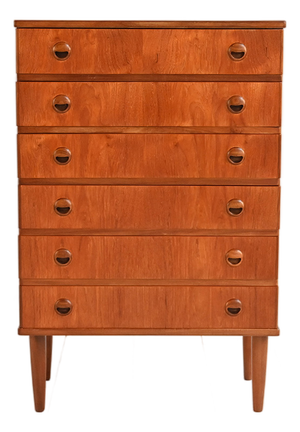 Danish Teak Chest of 6 Drawers, 1960s