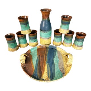 Jim Ulmer Stoneware Drink Serving Set For Sale