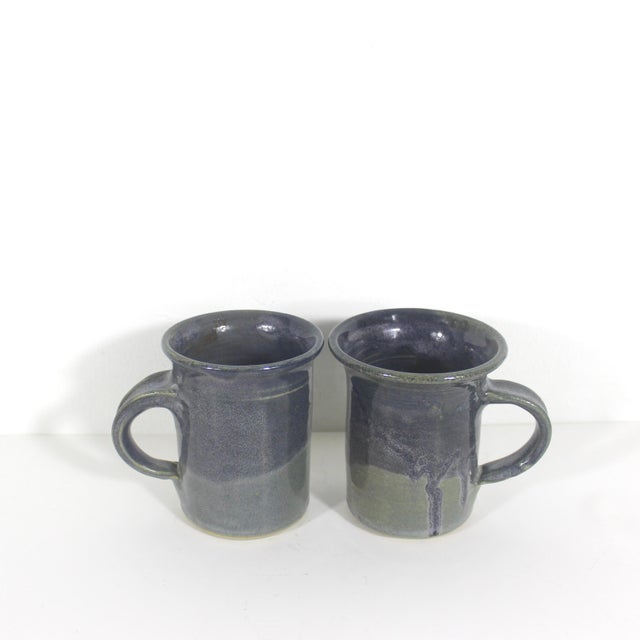 Vintage Signed Studio Pottery Coffee Mugs- a Pair For Sale - Image 4 of 9