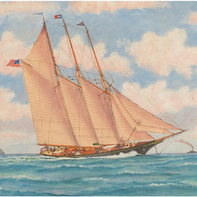 Art Sz: 17 3/4"H x 25 1/4"W Frame Sz: 19"H x 26 3/4"W Gouache on masonite board Signed E. H. Dixey '44 In original frame...