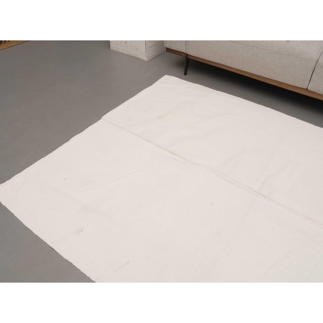 1970s 1970s Vintage Handmade Wool Cotton White Kilim Rug For Sale - Image 5 of 11