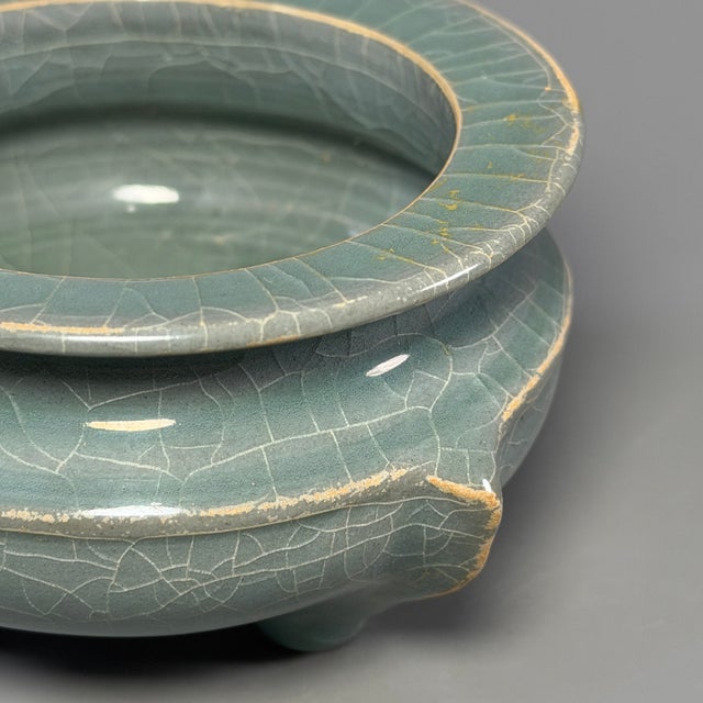 Chinese Antique Chinese Longquan Celadon Tripod Censer For Sale - Image 3 of 9