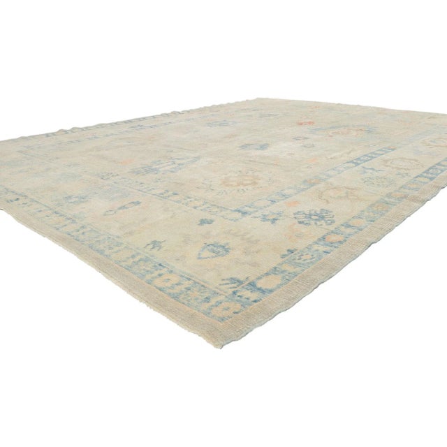 53802 Turkish Oushak rug with Modern style 08'04 x 11'01. Polished and playful, this hand-knotted wool contemporary...