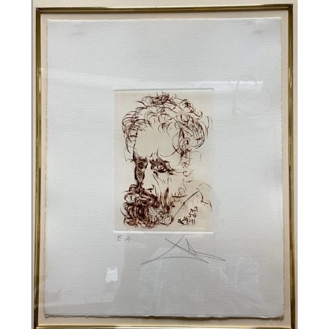 This is an ORIGINAL Dali etching!! This is a limited edition hand signed drypoint etching in sepia/sanguine titled...