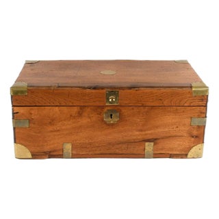 Antique Camphor Wood Tool Chest With Brass Hardware For Sale
