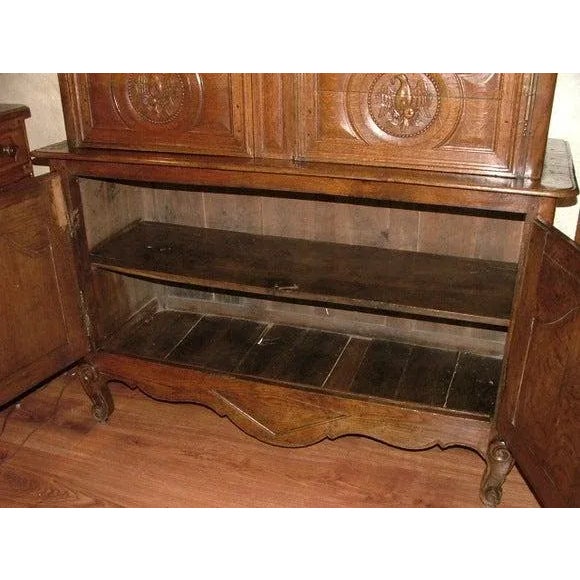 Brown Louis XVI Oak Buffet a Deux Corps or Cabinet, 18th Century For Sale - Image 8 of 11