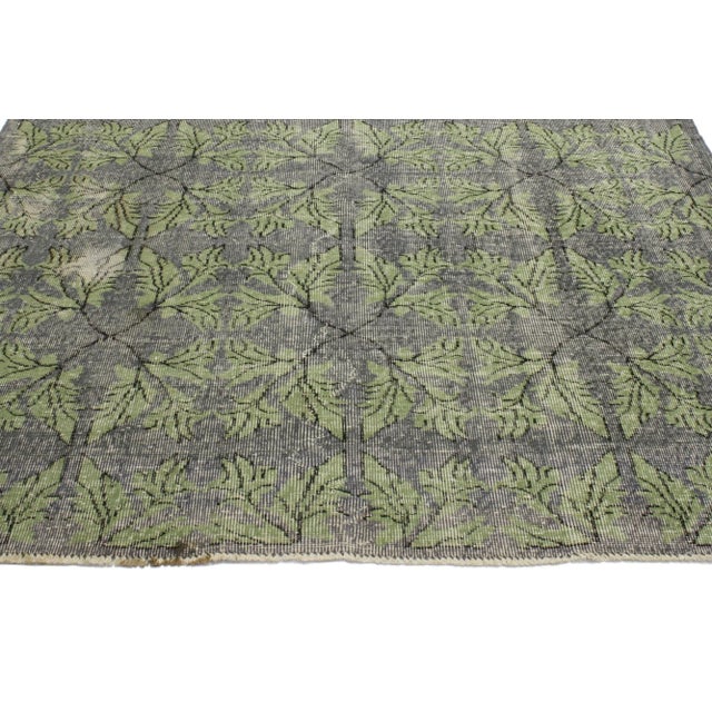 Zeki Muren Vintage Green Turkish Sivas Rug - 06'00 X 09'07 For Sale - Image 4 of 6