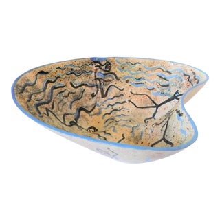 Mid Century Ceramic Sculpted Footed Bowl For Sale