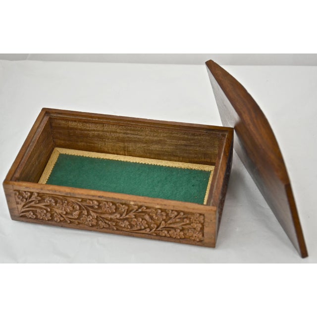 Wood 1950s Domed Shesham Carved Wood Box For Sale - Image 7 of 9