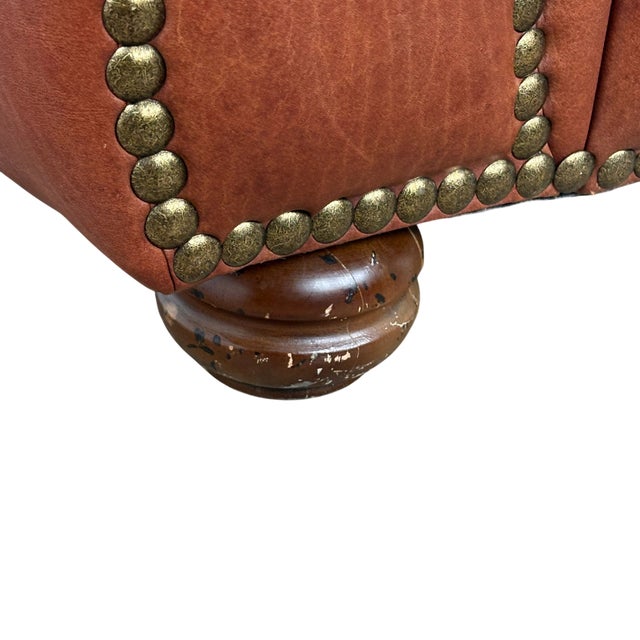 Chateau D’Ax Italian Leather Sofa With Nailhead Trim For Sale In Denver - Image 6 of 8