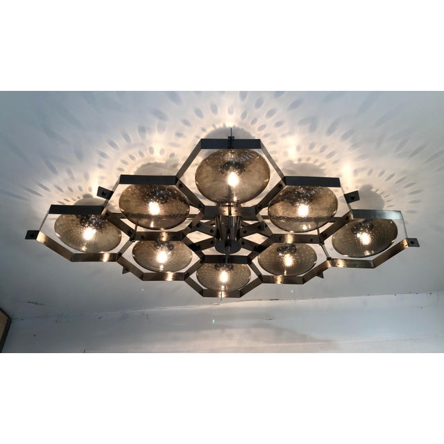 Not Yet Made - Made To Order 21st Century Beehive Satin Black Nickel Smoky Bubbles Murano Flush Mount by Fabio LTD For Sale - Image 5 of 9