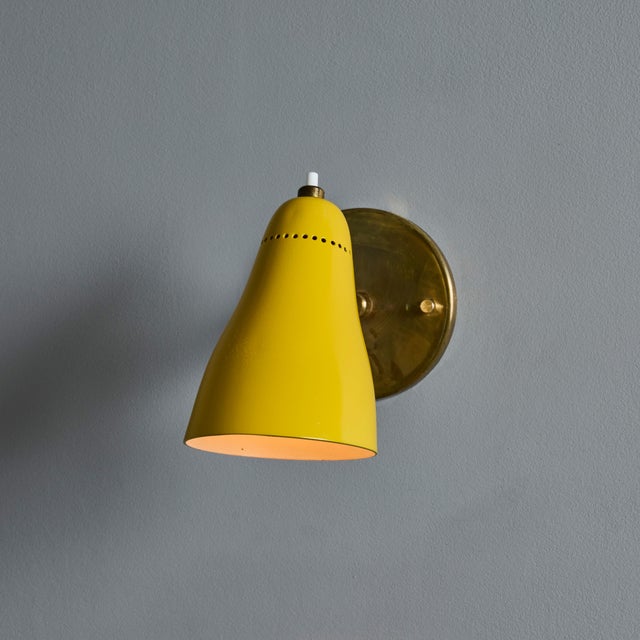 1950s Giuseppe Ostuni Model #101 Yellow Articulating Sconces for O-Luce, Unmarked - a Pair For Sale - Image 12 of 12