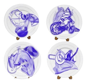 Frank Stella David Mirvish Designs Vortex Engravings 5-8 Indigo Plate - Set of 4