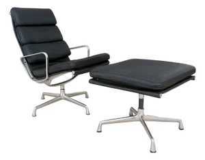 Eames Soft Pad Lounge Chair and Ottoman by Herman Miller - Black Leather