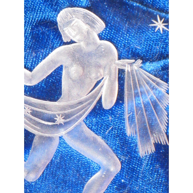 Glass Plate Art Nouveau Orrefors wheel Engraved Nude stars 1920's-30's Art Deco For Sale - Image 9 of 18