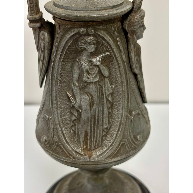 Antique Victorian Neoclassical Metal Mantle Ewer For Sale In Raleigh - Image 6 of 10