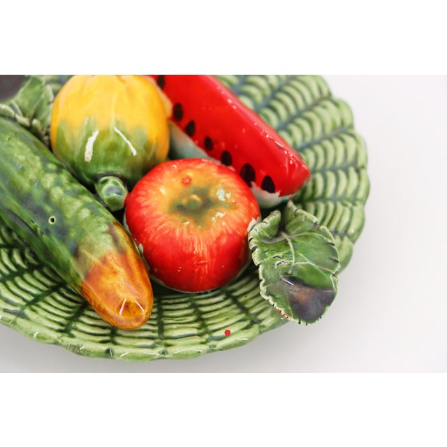 Green Trompe l'Oeil Antique Portuguese Plate For Sale - Image 8 of 13