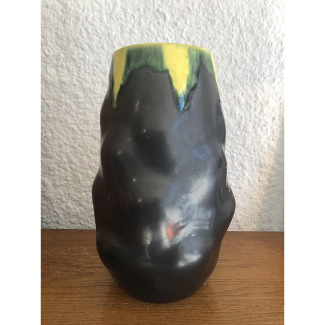 Brutalist Black & Yellow Vase from Luneville, 1950s For Sale - Image 3 of 7