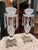 A pair of elegant crystal and pressed glass 1940s table lamps. Each features 7-8 inch cut prisms (some minor nicks), Glass...