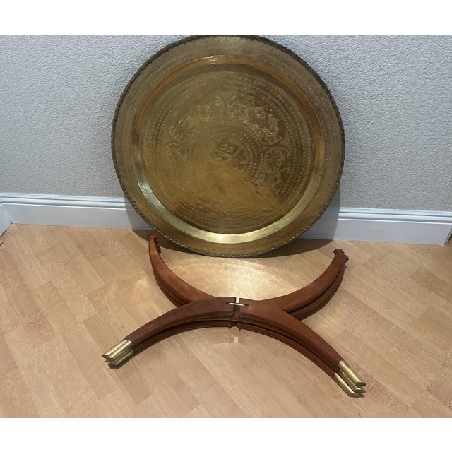 Brass Midcentury MCM Round Brass Cocktail Table With Spider Legs For Sale - Image 8 of 8