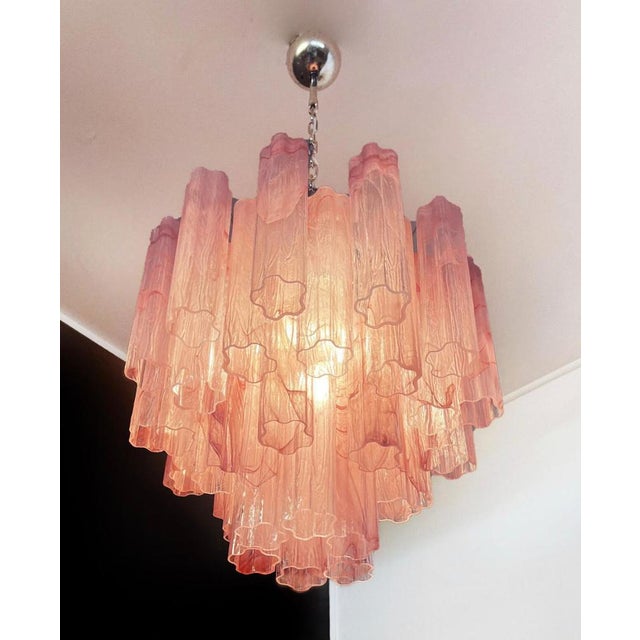 Pink Alabaster Murano Glass Tronchi Chandeliers, 1980s, Set of 3 For Sale - Image 6 of 16