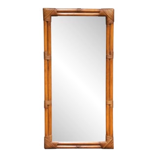 Early 20th Century French Faux Bamboo Wall Mirror With Original Glass For Sale