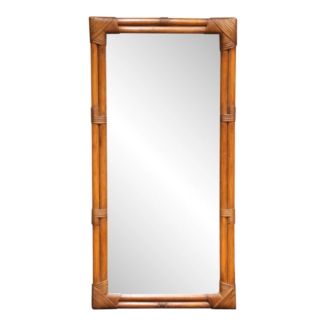 Early 20th Century French Faux Bamboo Wall Mirror With Original Glass For Sale