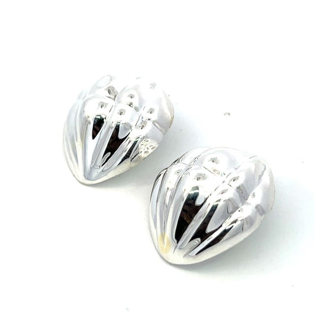 1990s Pair of Tiffany & Co Estate XL Puffed Clip-on Earrings Sterling Silver For Sale - Image 14 of 18