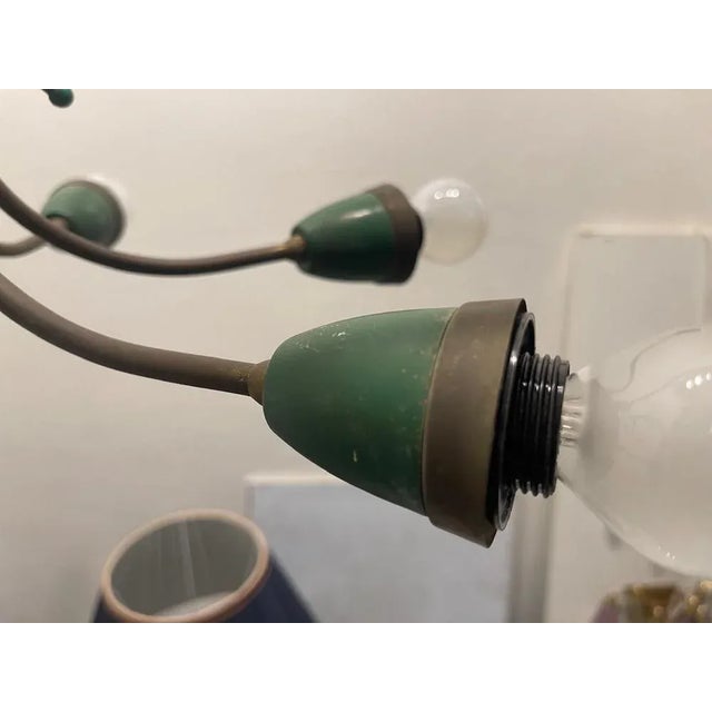 Metal Large Sputnik Bronze Green Chandelier, 1950s For Sale - Image 7 of 11