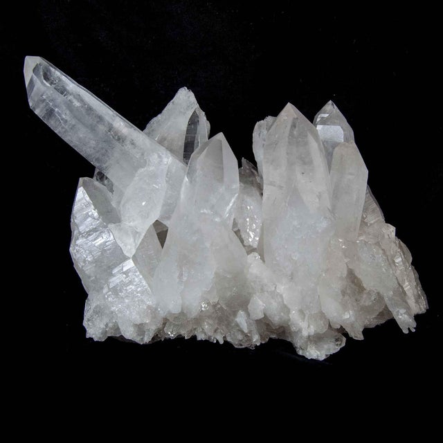 Quartz Crystal Cluster Mineral Specimen (Brazil #G0581) Dynamic and complex display piece. Features large points and many...