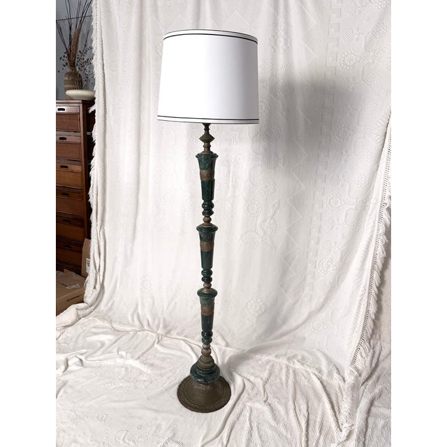 Frederick Cooper Brass and Green Marble Floor Lamp For Sale - Image 9 of 15