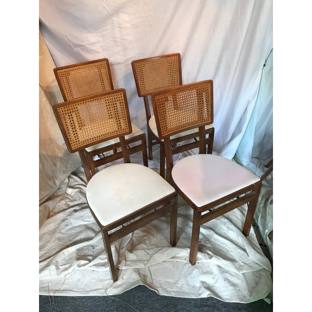 Vintage Stakmore Cane Folding Chairs Set of 4 Chairish