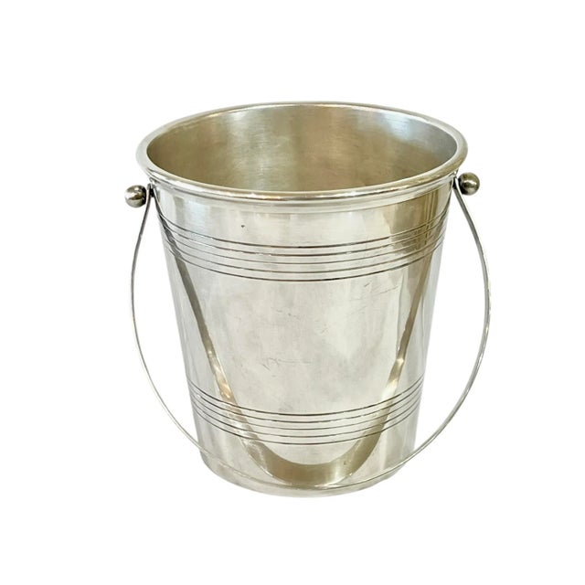 Antique art deco French silver plate ice buckets. Marked Made in France and Tete & Leroy on the base. Simple design very...