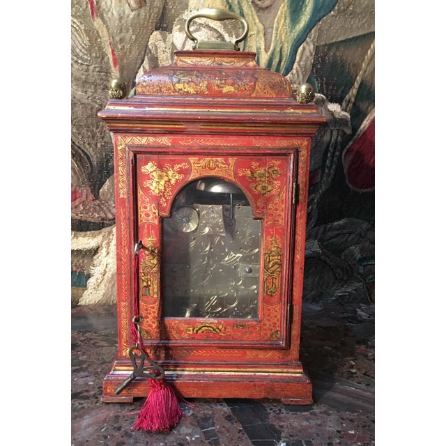 18th Century English Red Lacquer and Bronze Clock For Sale - Image 5 of 9