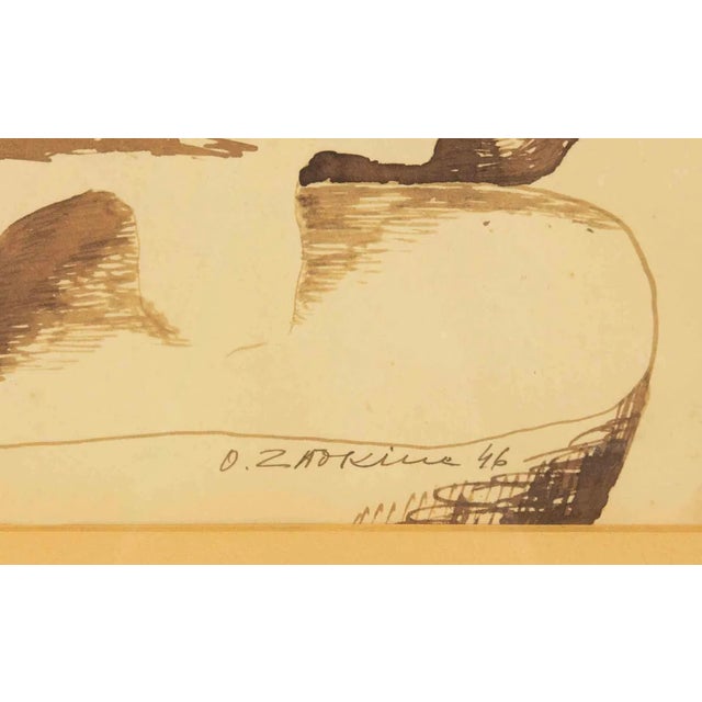 Untitled is a drawing realized by Ossip Zadkine (1890 - 1967), in 1946. Mixed media on paper. 45.50 x 61.70 cm. Signature...