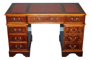 Twin Pedestal Desk with Leather Top from Maple Waring & Gillow
