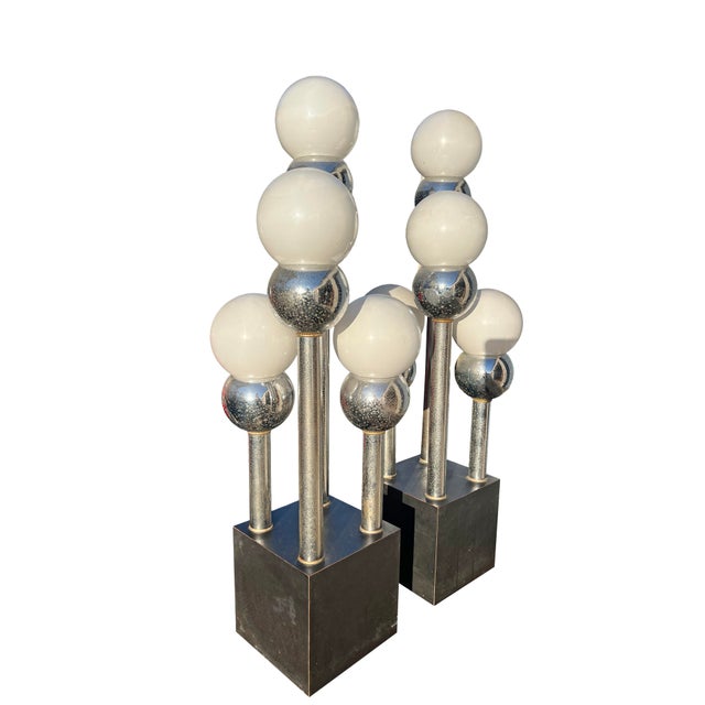 1960s Vintage Mid Century Modern Table Lamps in Chrome Atomic Style - a Pair For Sale - Image 5 of 8