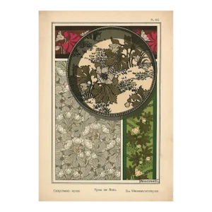 "Rose De Noel, Pl. 60" Art Nouveau Pochoir by A. Giacometti