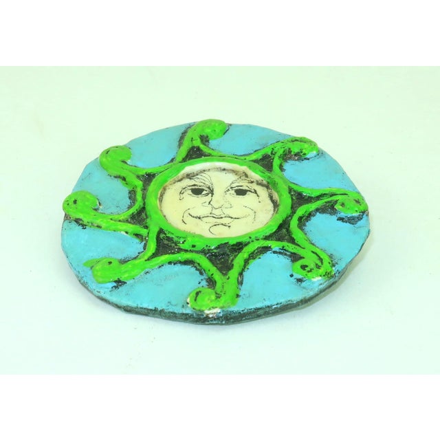 Mid-Century Modern Signed Papier Mache Sun Brooch, 1960's For Sale - Image 3 of 7
