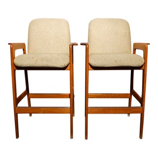 Benny Linden Mid-Century Teak Barstools- A Pair For Sale
