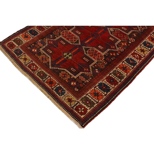 Art Nouveau 1990s Antique Baku Vintage Wool Rug - 4'2'' X 6'7'' For Sale - Image 3 of 9